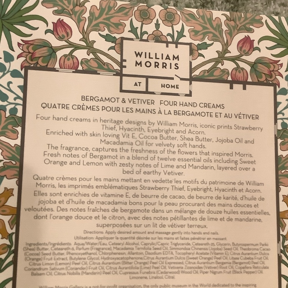 William Morris At Home Scented Bergamot Vetiver Luxury  Hand Creams Set 4 NWT - Picture 10 of 16